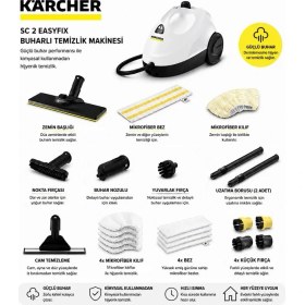 Resim Karcher Buharlı Temizleyici Sc 2 Easyfix Full-Set+Cam Başlığı 21 Parça Temizlik Seti 
