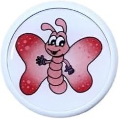 Resim EYM 5 Adet Çocuk Odası Mobilya Kulp Tekli Düğme Çap 55 mm Pembe Kelebek 