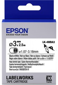 Resim Epson LK-4WBA3 Beyaz Üzeri Siyah Makaron (1,07-3,18 mm çap) 2,5Metre 