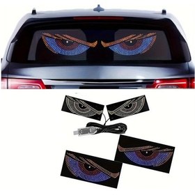Resim Oldfriend Araç Tüm Modeller İçin Mavi Led Büyük Göz Ekran Kablosuz Üç Renkli Arka Cam Işık 