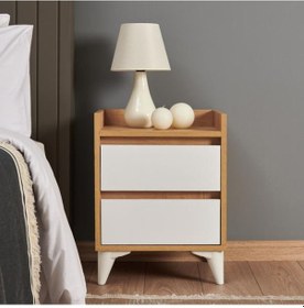 Resim Just Home Verona 2 Çekmeceli Komodin - Safir Meşe / Beyaz Safir Meşe / Beyaz 