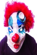 Resim Nessiworld Kırmızı Renk Afro Bonus Peruklu Palyaço Lateks Et Maske 