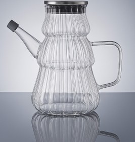 Resim ALLEGRI 1 Lt Premium Borosilikat Cam Yağdanlık – Çelik Kapaklı, Lüks ve Modern Tasarım 