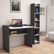 Resim Bimossa Neslişah Kitaplık ve Çalışma Masası Antrasit Beyaz 