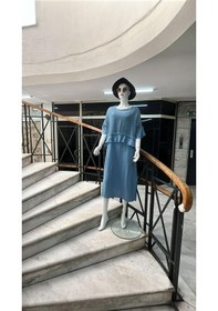 Resim Eren Style İtalyan Saçak Detaylı Müslin Keteni Yırtmaçlı Elbise - Bluz & 2'li Takım-9905 Koyu İndigo 