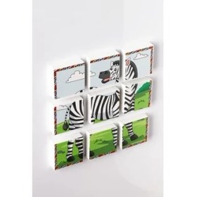 Resim Güzel Hediyem Manyetik Blok Çift Taraflı 9 Parçalı Mıknatıslı Puzzle 2 Görsel Aslan-Zebra Yapboz 