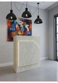 Resim Resital Ledli Karşılama Bankosu G-90 Cm Ofis Kasa Resepsiyon Masası Banko-002-8-8 