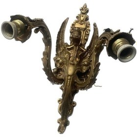 Resim Antika 2 Kollu Ejderha Figürlü Pirinç Duvar Aplik 52x32x30cm 1 Adet Çok Renkli 