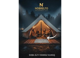 Resim Nobrelto Nobrelto Yanmaz Isı Yalıtım Kumaşı - 70x100 cm Soba Altı Koruyucu Isı Kalkanı 