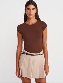 Resim Dilvin 31779 Bisiklet Yaka Basic T-shirt-açık Kahve Açık Kahve 