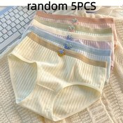 Resim 5'li Rastgele Renkli Saf Kadın İç Çamaşırı Seti, Sevimli Kız Çocuk Külot, Düz Renk Basit Rahat Nefes Alabilir Esnek İç Çamaşırı, Yumuşak Orta Bel İç Çamaşırı, Konforlu İç Çamaşırı, Şirin İç Çamaşırı, Hava Alan İç Çamaşırı, Yumuşak İç Çamaşırı, Esnek İç Çamaşırı 