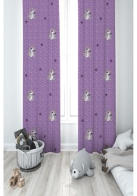 Resim Mekta Home Bebek Ve Çocuk Odası Mor Unicorn Desenli 2 Kanat Fon Perde 