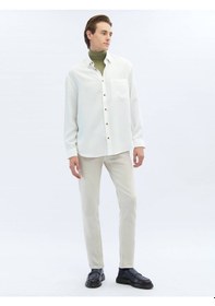 Resim Beyaz Fitilli Oversize Fit Dokuma Casual Gömlek 4111993 Beyaz 