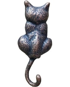 Resim Antika Tarz Dekoratif Pirinç Kedi Sırt Kapı Tokmağı, Taktak - 160x65mm, Oksit 