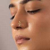 Resim 1 adet Şık Altın Tonlu Yılan Tasarımlı U-Şekilli Kadın Burun Klipsi - Minimalist, Delme Gerektirmez, Tatiller & Partiler İçin Mükemmel 