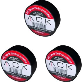 Resim Aesco 3 Adet Ack Siyah Izole Bant 0.13X19MMX8YDS 