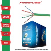 Resim Powergate Cat6-Box 23AWG 0,57MM Utp Cat6 Kablo 305M Yeşil 