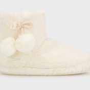 Resim Lela Yumuşak Dokulu Peluş Ponponlu Bayan Panduf 6722003 Ekru 