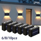 Resim 6/8/10 adet Güneş Enerjili LED Duvar Lambaları, Sıcak Sarı Işık ile IP44 Dış Mekan Duvar Dekoru, Ev, Bahçe, Çit, Patio için İdeal - Yarı Gömme Montaj, Plastik Kasa, Güneş Enerjili Nikel Pil, 600mAh Kapasite, Dış Mekan Aydınlatması | Modern Duvar Lambası | Güneş Enerjili Işık, Dış Mekan Duvarlılar 