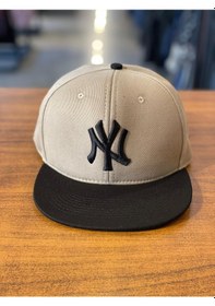 Resim Hamze Ny Yankees Nakışlı Bej Hiphop Snapback Rapper Basket Cap Şapka 