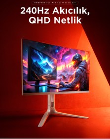Resim Rampage ELLIPSE EL27R240Q 27 240Hz 0.5ms BOE IPS QHD 2K Freesync/G-Sync RGB Pivot Beyaz Flat Oyuncu Monitörü 