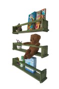 Resim RealWood Ahşap Dekoratif Çocuk Odası Rafı, Mutfak Rafı, Montessori Kitaplık 3'lü Raf 55 Cm. 