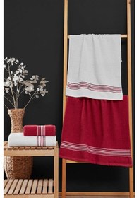 Resim Elvin 4'lü Banyo Havlusu Seti 50x90 + 70x140 Cm Bordo 