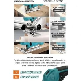 Resim Daders Home Assur Profesyonel 550W Devir Ayarlı Dekupaj Testere Makinesi 