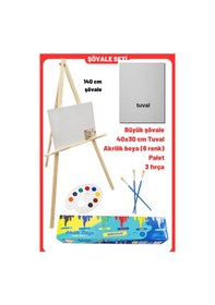 Resim Resim Başlangıç Akrilik Boya Seti, Büyük Şövale Şövalye ,tuval Tual Seti Karne Hediyesi 