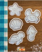 Resim Montessori Deniz Canlıları Kurabiye Kalıbı ve Damga Seti-10 Parça Yaz Temalı Şeker Hamuru ve Polimer Kil Uyumlu 