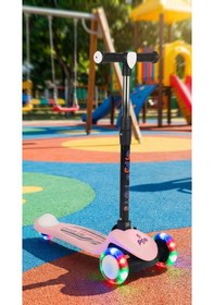 Resim Pro Katlanabilir Ve Yükseltilebilir Işıklı / Ledli Fren Sistemli Çocuk Scooter Açık Pembe 