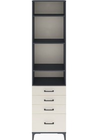 Resim Arges Dolap 4 Raflı 4 Çekmeceli 60x30x243 Antrasit-aytaşı Antrasit 