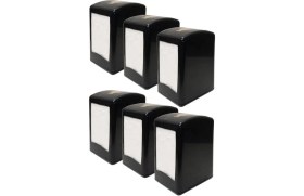 Resim Abnturk Masa Üstü Siyah Peçetelik Çift Taraflı Yaylı Peçete Dispanseri 6 Adet 