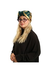 Resim Hürrem Bone Zümrüt Pratik Hazır Geçmeli Tesettür Bone İpek Desenli 2410 37 Zümrüt 