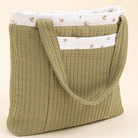 Resim Bebek Bakım Çantası - Açık Yeşil Örgü - Çiçekler 