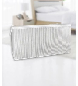 Resim 5 Adet Gri Çizgili Fermuarlı Mega Boy Hurç Yastık-yorgan-kıyafet Düzenleyici 80 40 60 Cm Gri-beyaz 