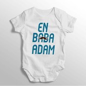 Resim Tuğbababy En Baba Adam Yazılı Baskılı Bebek Zıbını Beyaz 