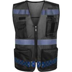 Resim Reflektörlü Siyah Yelek Mb045 