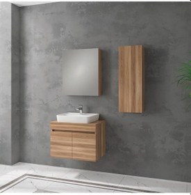 Resim Denko Etna 65 Cm Mdf Hazar Banyo Dolabı Takımı Ve Boy Dolabı Ahşap 