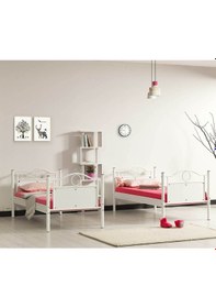 Resim Argimo Argimo Zümrüt Genç Çocuk Odası Metal Ranza ve Karyola 90 x 190 CM Yatak Ölçülü 