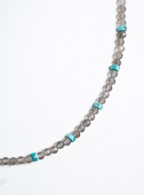 Resim Dumanlı Kuvars, Turkuaz Doğal Taş Kolye - 50 cm 
