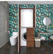 Resim Kenzlife Çamaşır-Kurutma Makinesi Dolabı Kapaklı Jelena Cvz 180*70*60 Banyo Çift Katlı Arkalıksız Çok Renkli 