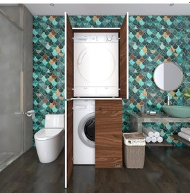Resim Kenzlife Çamaşır-Kurutma Makinesi Dolabı Kapaklı Jelena Cvz 180*70*60 Banyo Çift Katlı Arkalıksız Çok Renkli 