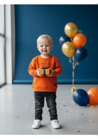 Resim Zekids Erkek Çocuk Dikiş Detaylı Bisiklet Yaka Sweatshirt-16420 Turuncu 