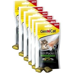 Resim Gimcat Nutri Pockets Kedi Otlu ve Multivitaminli Kedi Ödül Maması 6 x 60 G 