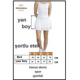 Resim Mykonos Etek Ekru / Beyaz Içte Sabit Şortlu Yüksek Bel Likralı Bürümcük Kumaş Skirt With Shorts 4104 Ekru / Beyaz 