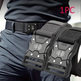 Resim Plastik Tokalı Şık Siyah Kanvas Kemer - Çok Yönlü Antrenman ve Açık Hava Sporları Bel Desteği, Erkekler için Ayarlanabilir Askı, Günlük Giyim Aksesuarı, Spor Bel Desteği|Ayarlanabilir Bel Kemer|Dayanıklı Kemer Malzemesi, Uygulama Kemer 