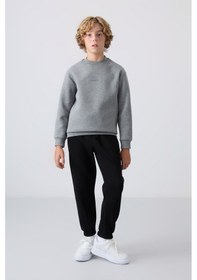 Resim Tommylife Tommy Life Gri Melanj Pamuklu Kalın İçi Tüylü Yumuşak Dokulu Standart Fit Nakışlı Erkek Çocuk Sweatshirt - 112 Gri Melanj 