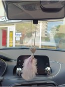 Resim Pandalı Model Metal Yıldız Dikiz Ayna Süsü Pudra Pembe Tüylü 