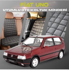 Resim Fiat Uno Antrasit Renk Tay Tüyü Cepli & Terletmez Sırtlı Oto Koltuk Minder Seti - Koltuk Koruma Kılıfı Ön & Arka Tam Set 